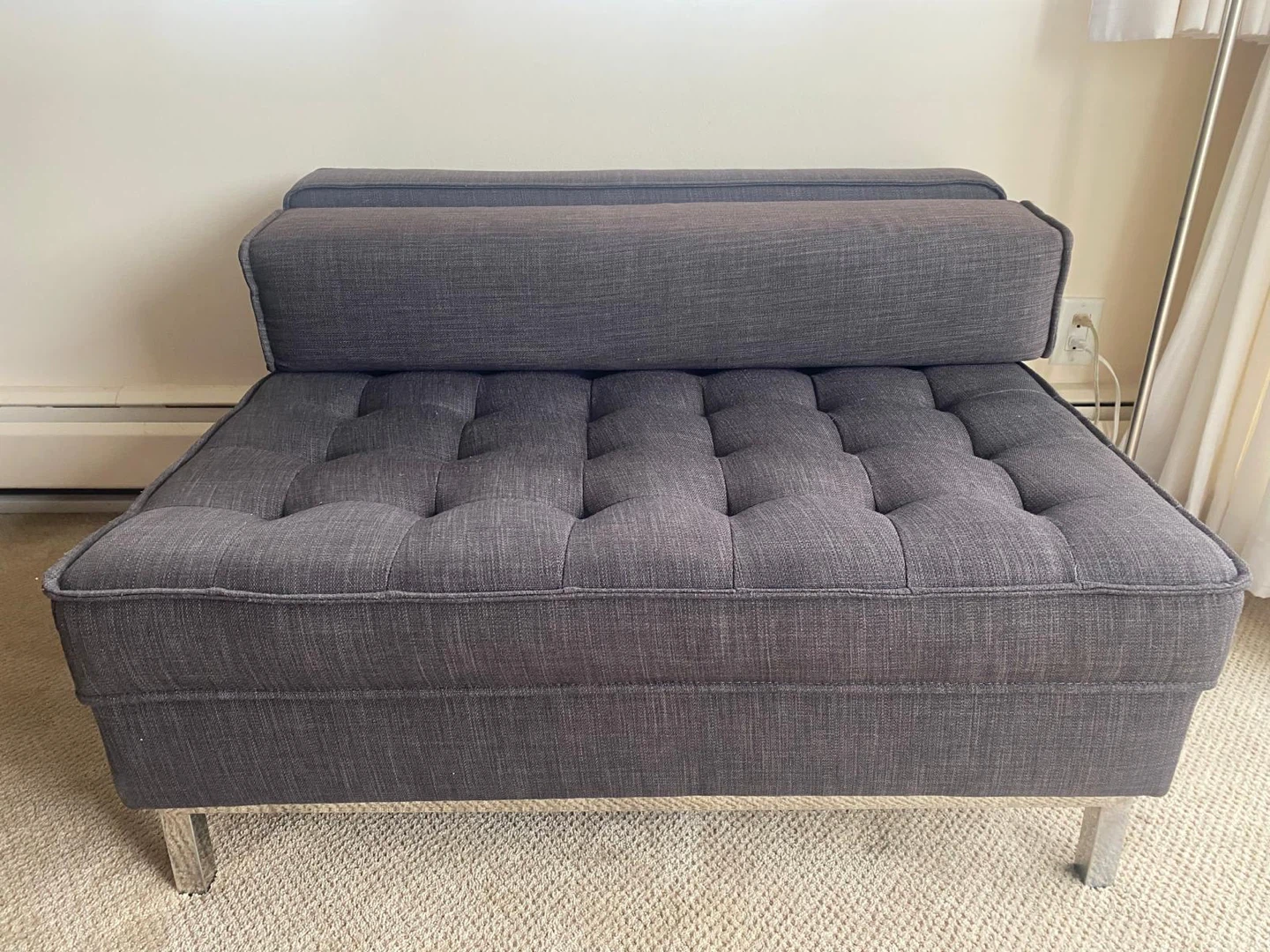Dark Grey Tufted Bench Seat - photo 4