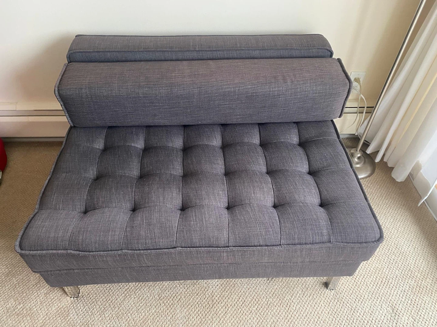 Dark Grey Tufted Bench Seat - photo 5