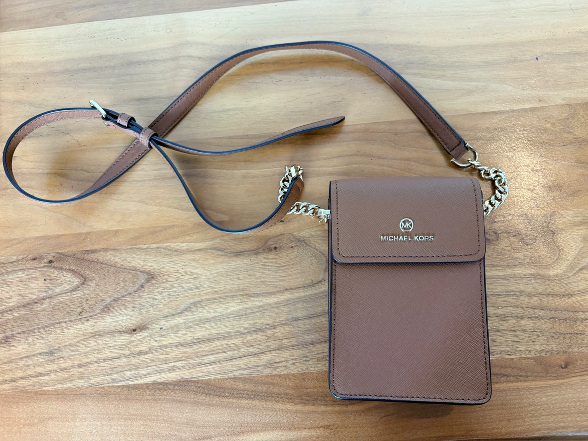 Michael Kors Brown Saffiano Phone Crossbody