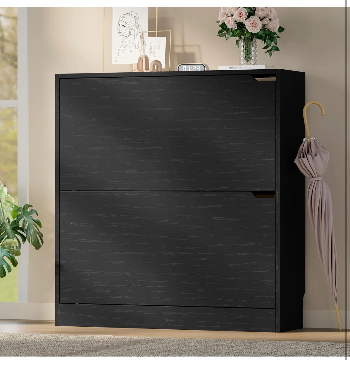 2-Tier Black Shoe Cabinet - photo 3