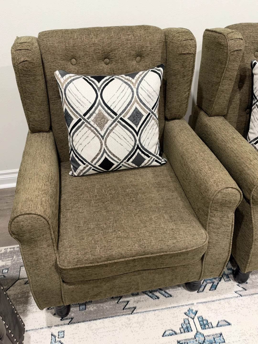 Two Brown Fabric Armchairs - photo 2