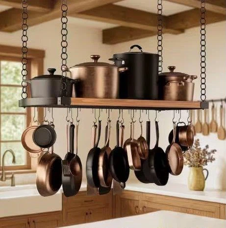 KES 48-inch Ceiling Hanging Pot and Pan Rack