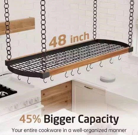 KES 48-inch Ceiling Hanging Pot and Pan Rack - photo 2