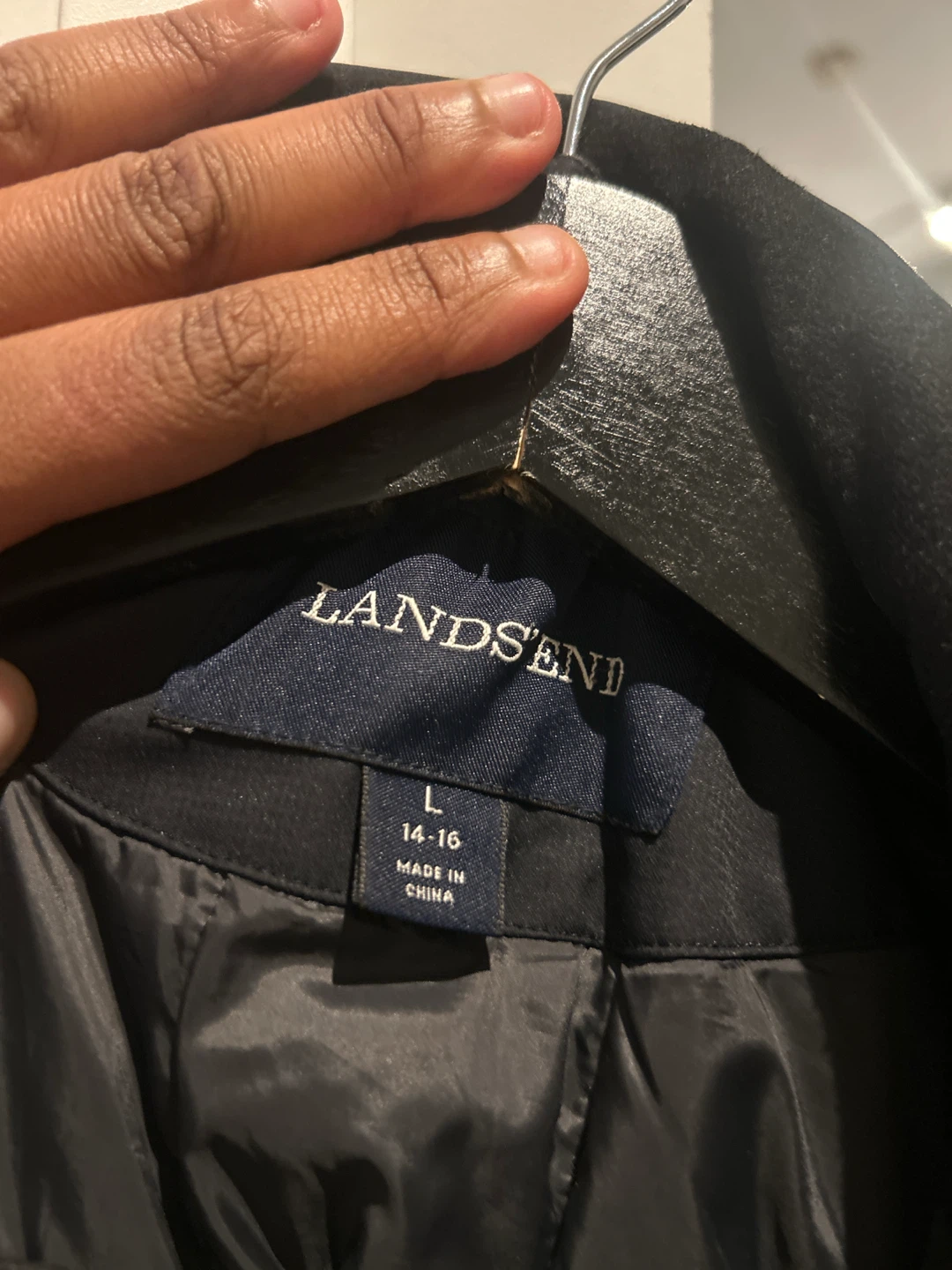 Lands' End Black Quilted Jacket