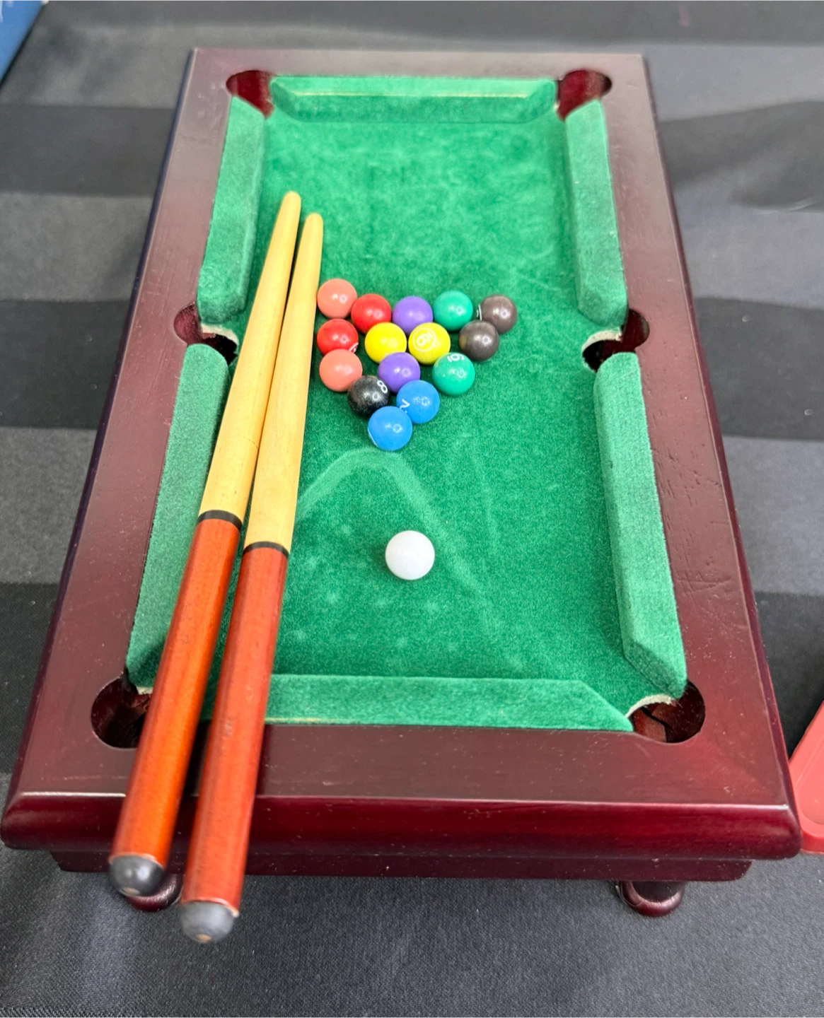 Miniature Wooden Tabletop Pool Billiards Table Set - photo 3