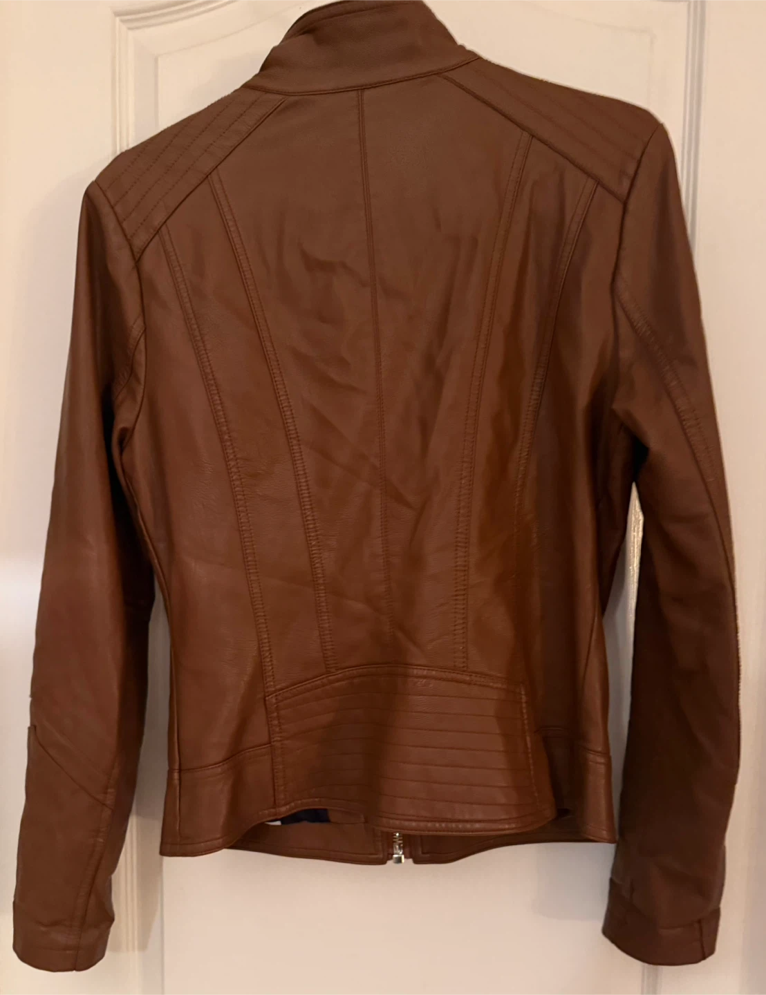 Guess Brown Faux Leather Jacket Medium - photo 4