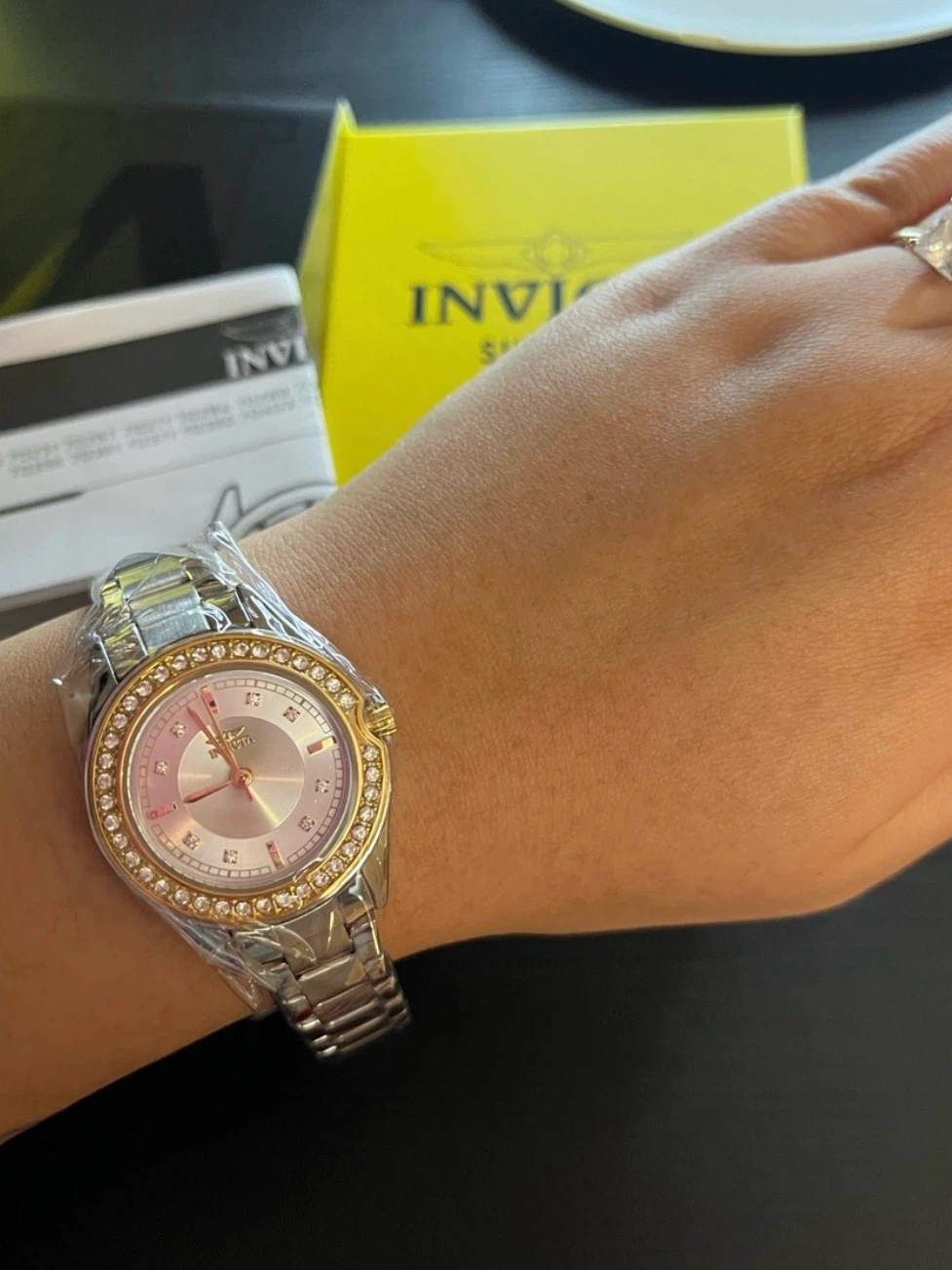 Invicta Angel Silver Gold Crystal Watch 30mm NEW - photo 2