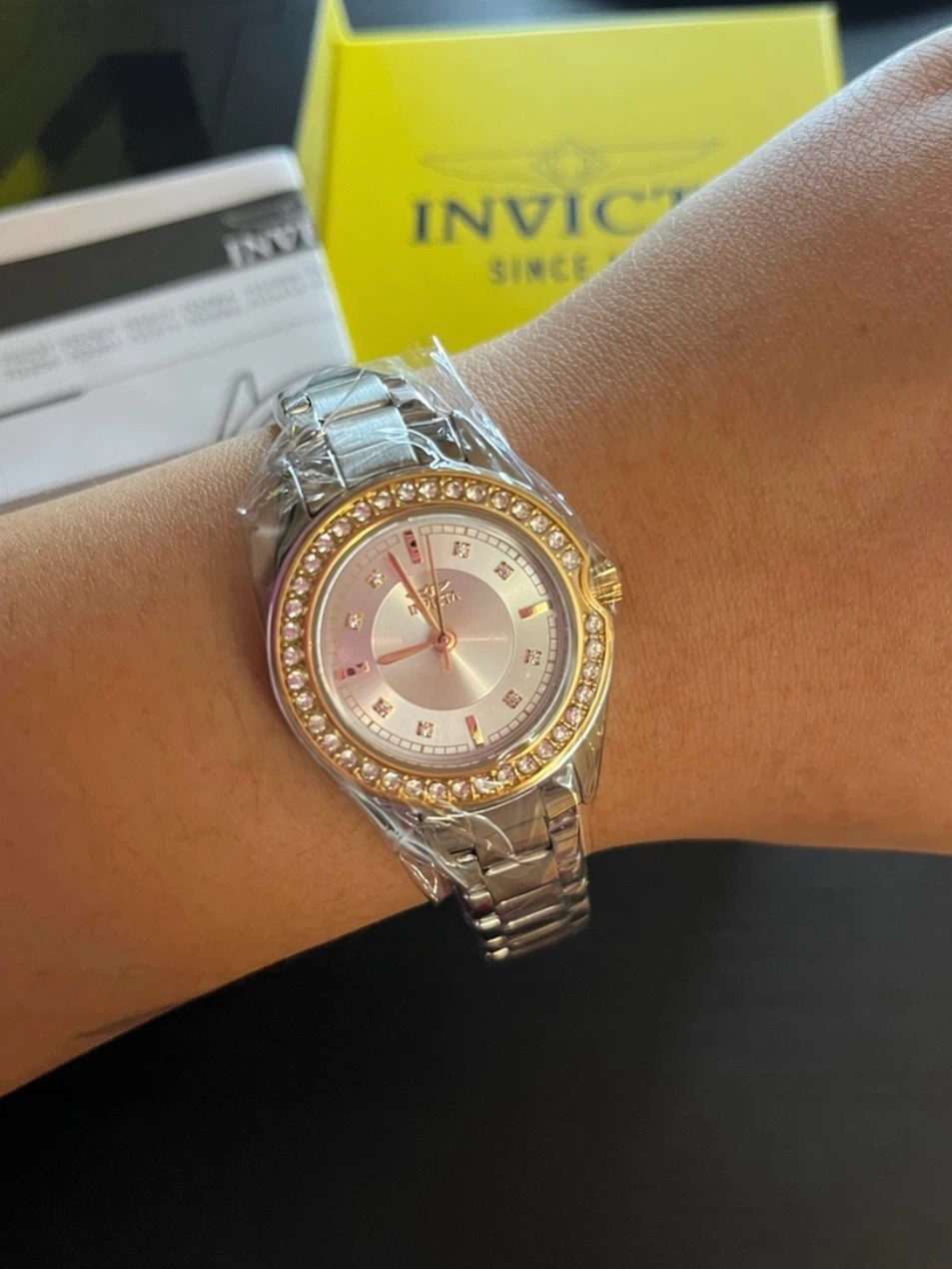 Invicta Angel Silver Gold Crystal Watch 30mm NEW - photo 3