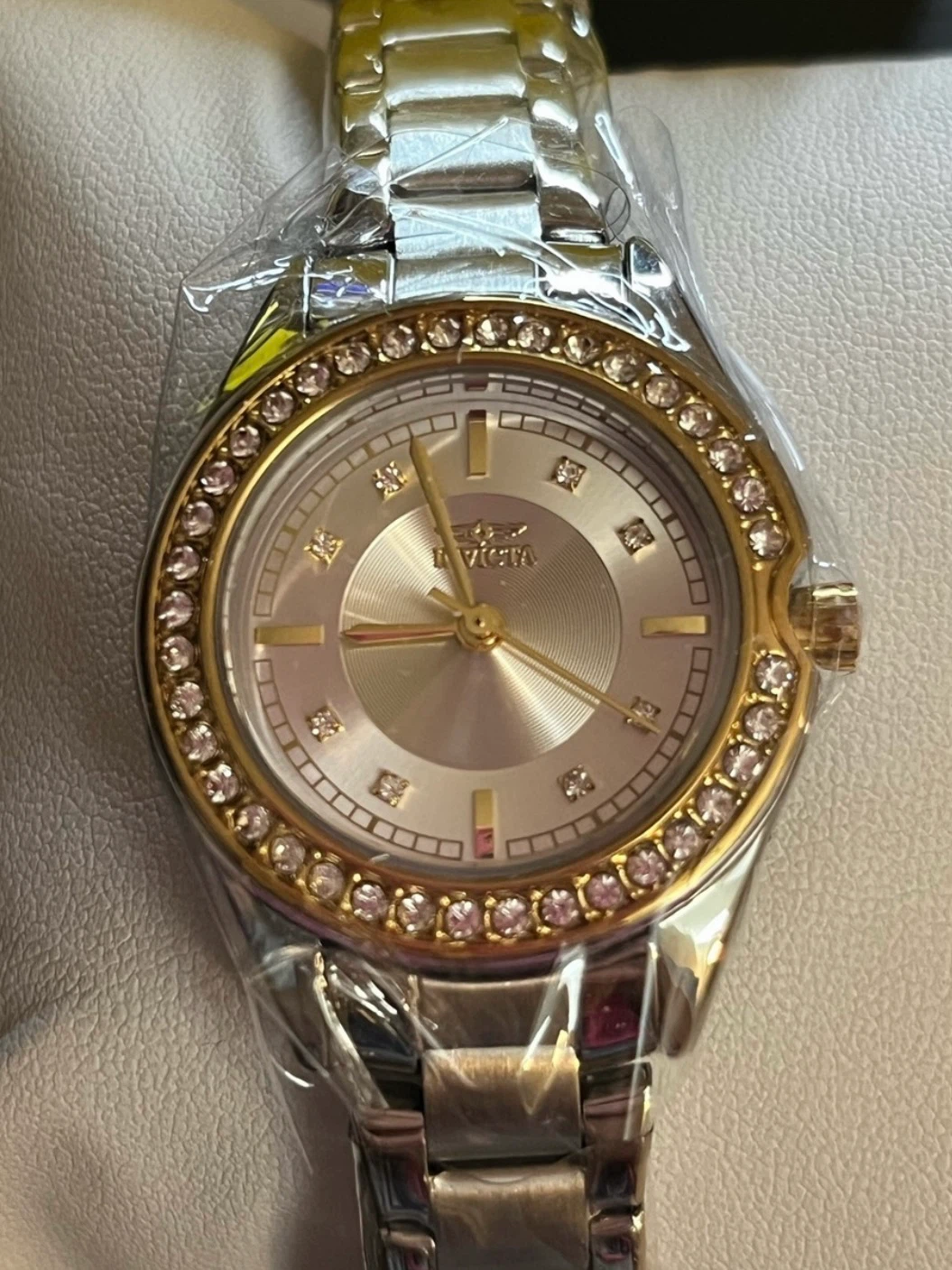 Invicta Angel Silver Gold Crystal Watch 30mm NEW - photo 4