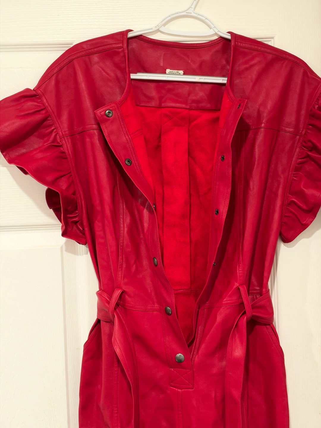 Red Faux Leather Jumpsuit - photo 2