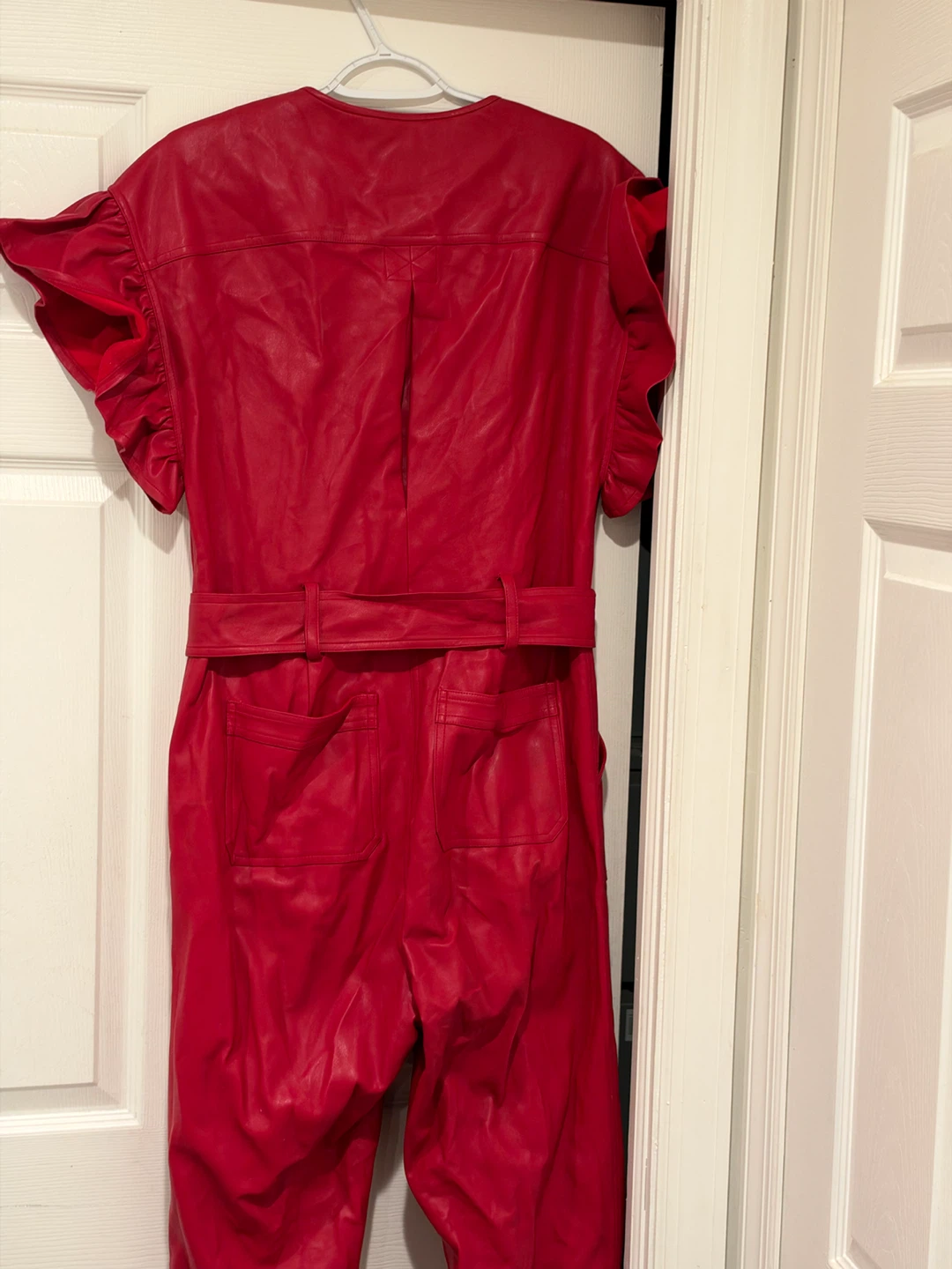 Red Faux Leather Jumpsuit - photo 3