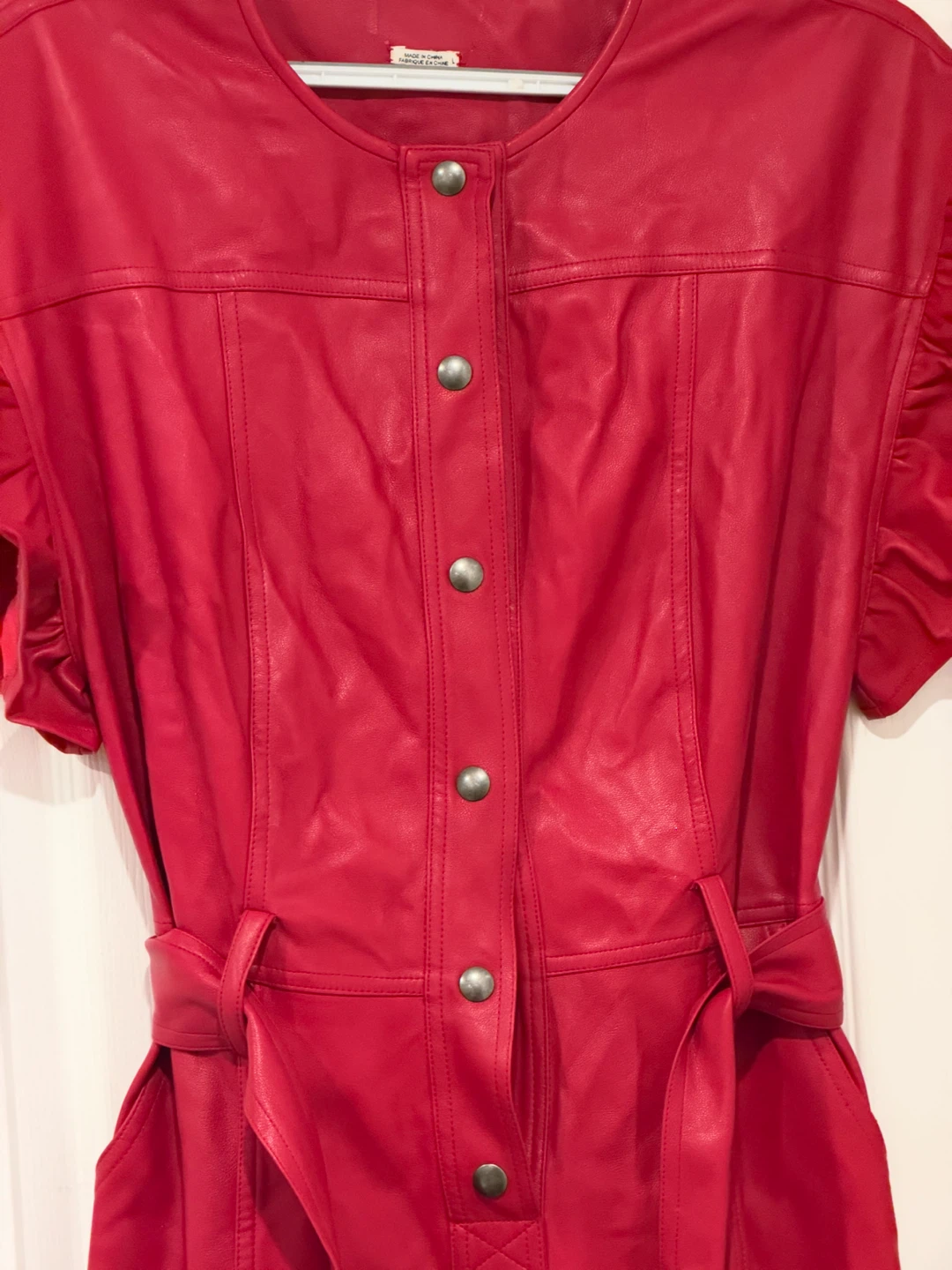 Red Faux Leather Jumpsuit - photo 4