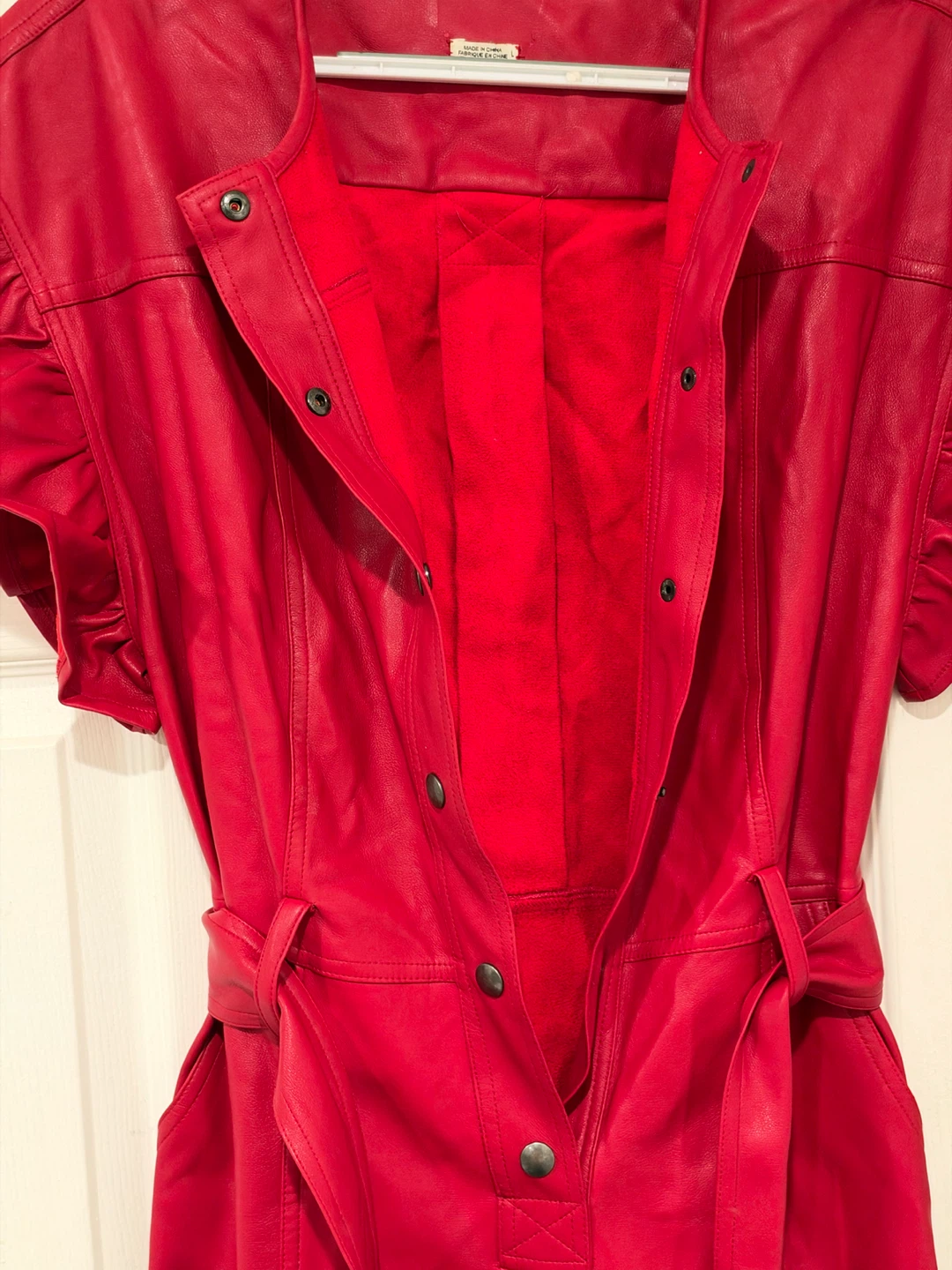 Red Faux Leather Jumpsuit - photo 5