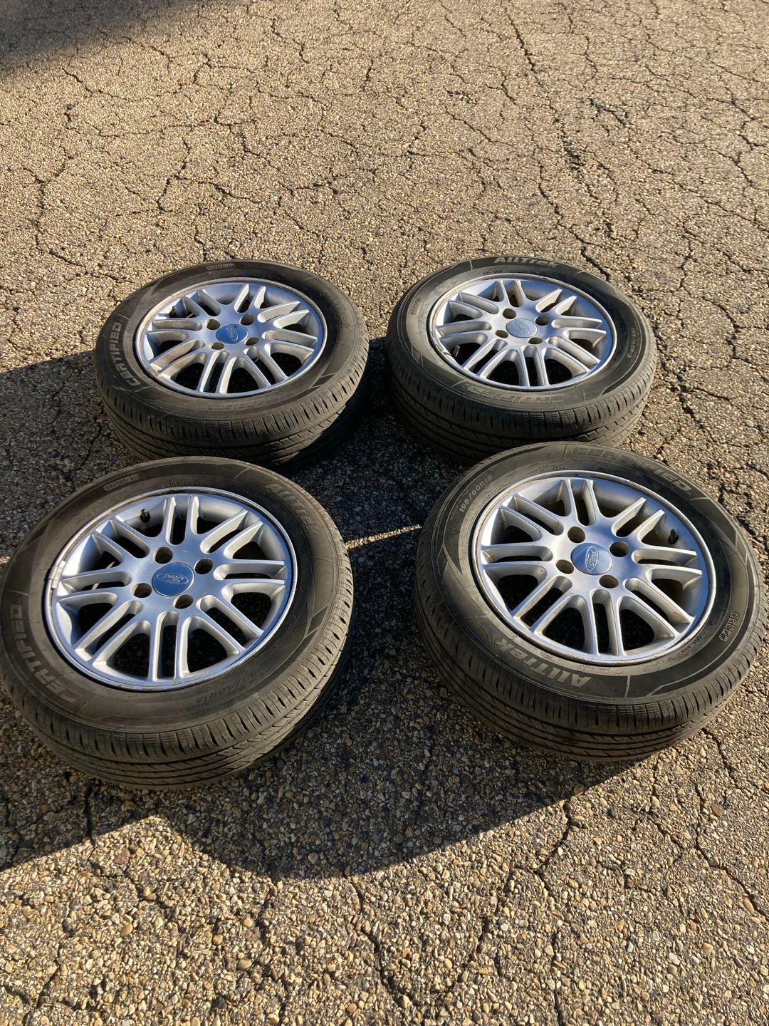 Set of 195/60 R15 All Season Tires on Aluminum Rims