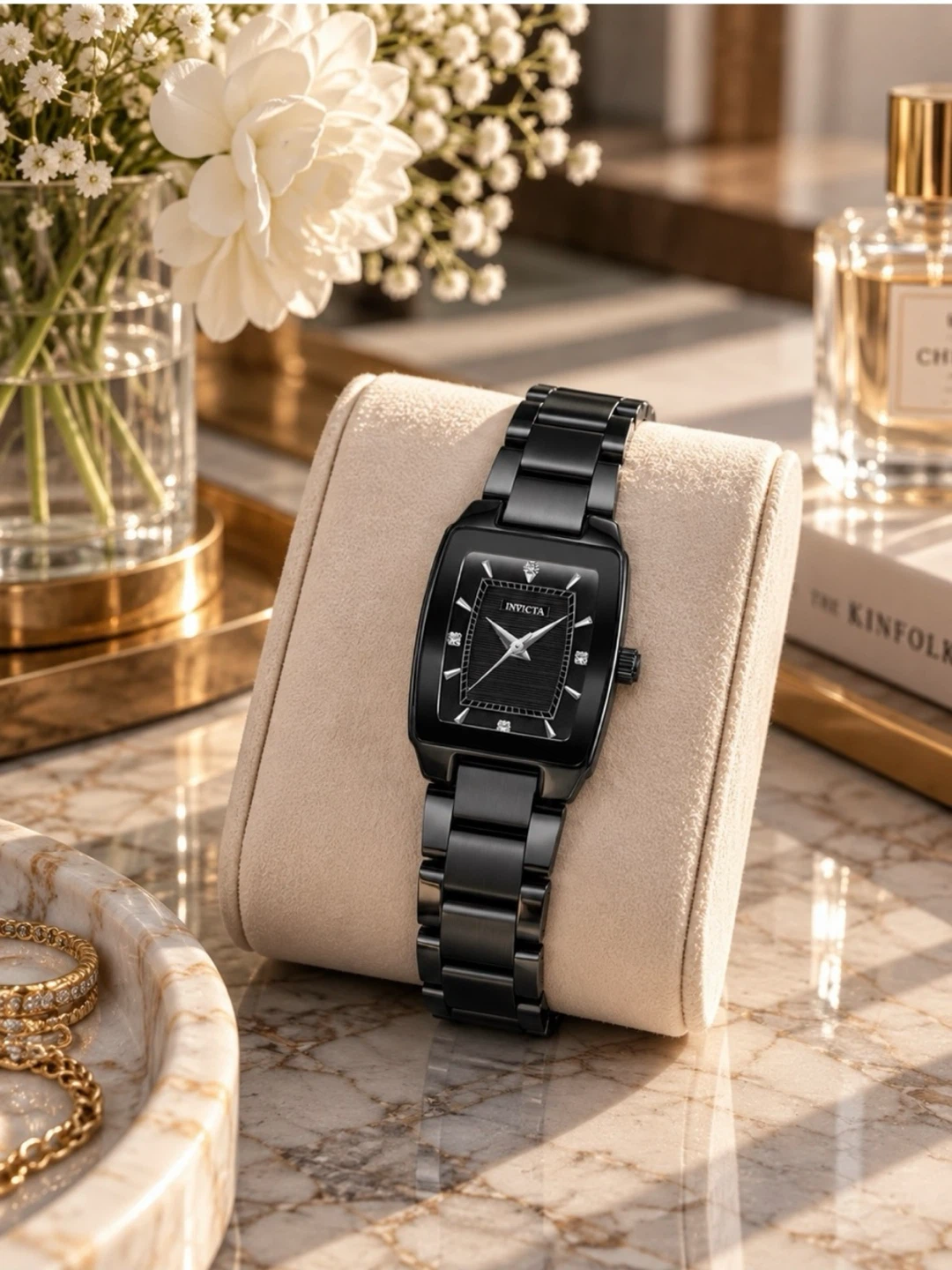 Invicta Celestial Lady Black Rectangular Watch 22.7mm NEW