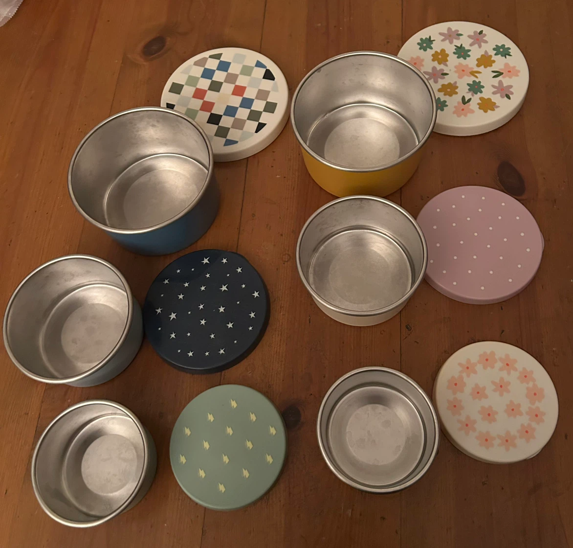 Set of 6 Nesting Metal Storage Containers W Plastic Lids