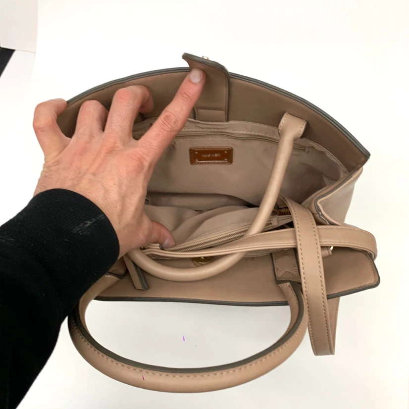 Beige Women's Handbag Faux Leather Purse Bow Detail Shoulder Bag - photo 3