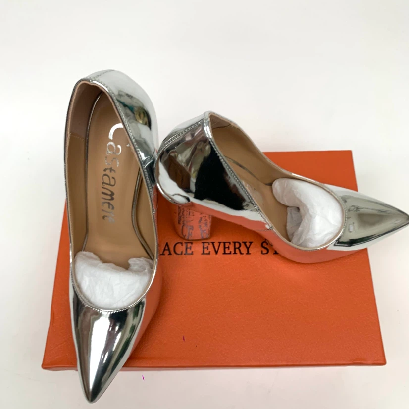 Castamere silver block heels, size 7 - photo 2