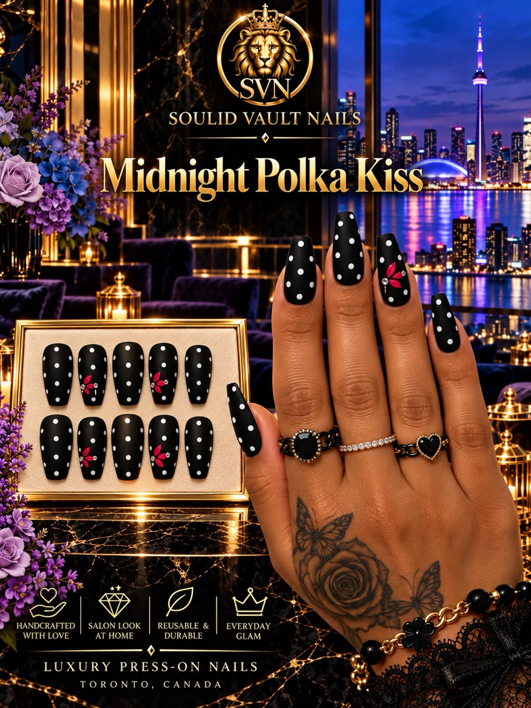 SVN Midnight Polka Kiss Press-On Nails