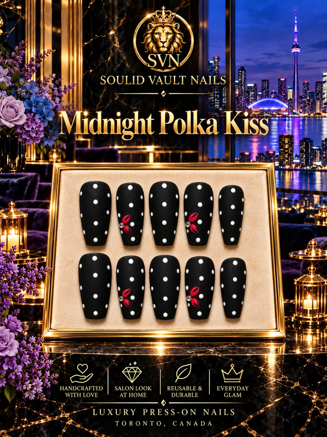 SVN Midnight Polka Kiss Press-On Nails - photo 2