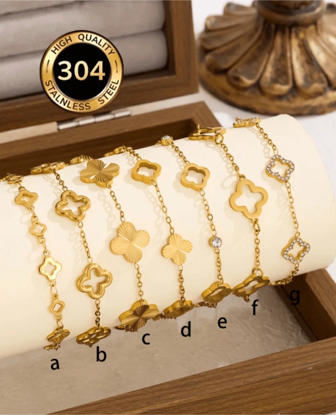 Gold-Tone Clover Stainless Steel Bracelet - photo 2