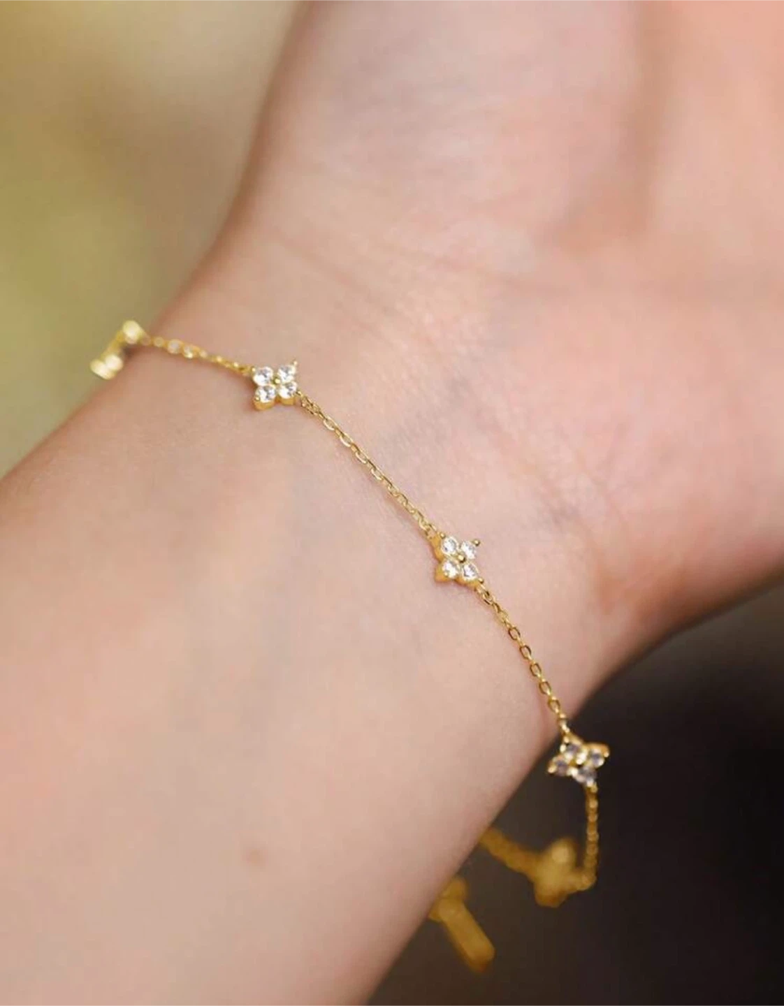 Gold-Tone Crystal Clover Bracelet
