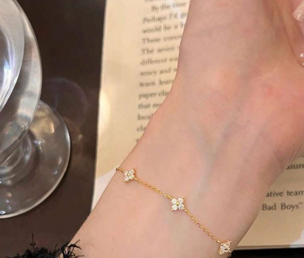 Gold-Tone Crystal Clover Bracelet - photo 3