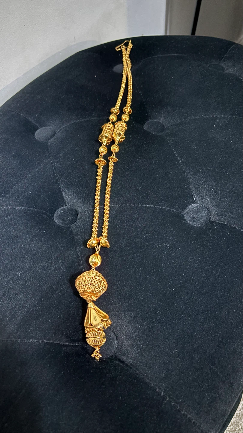Gold Tone Traditional Long Necklace