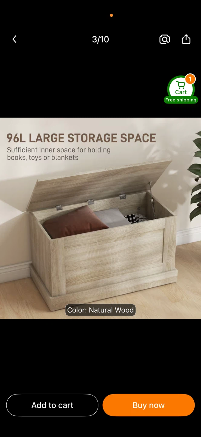 Natural Wood Storage Bench - photo 2
