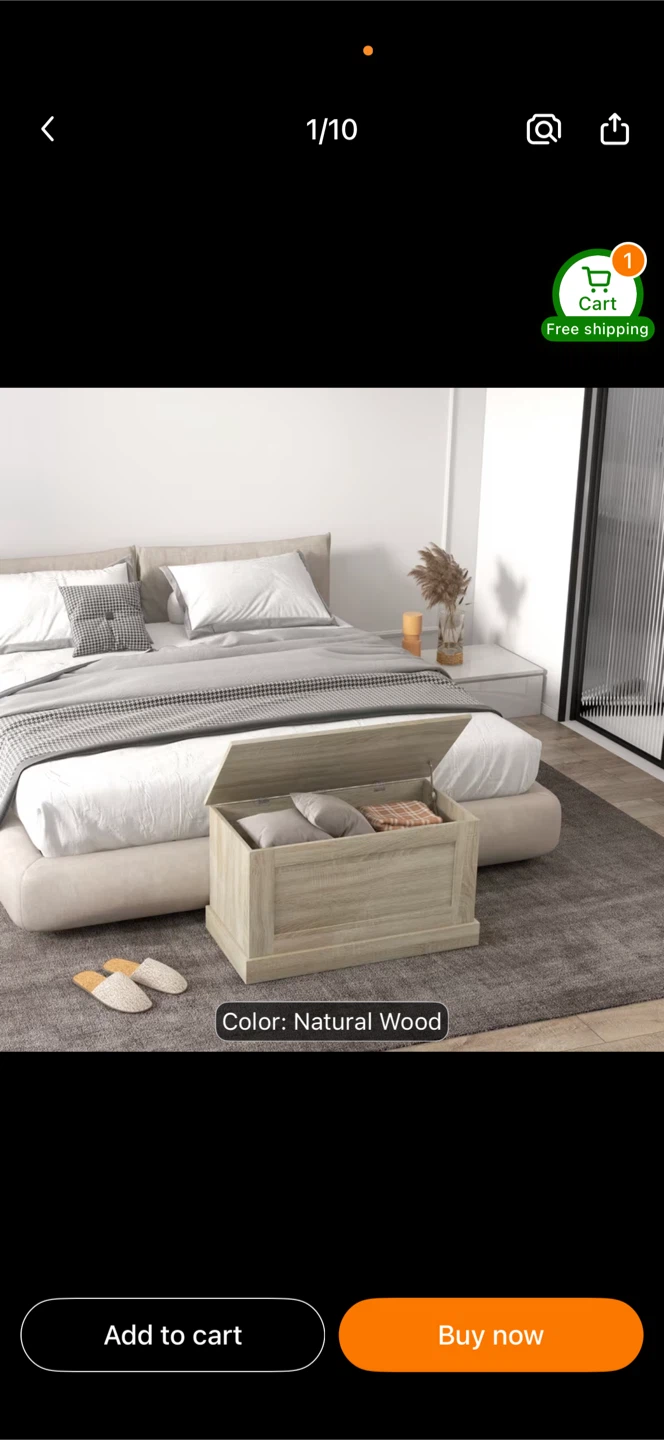 Natural Wood Storage Bench - photo 3