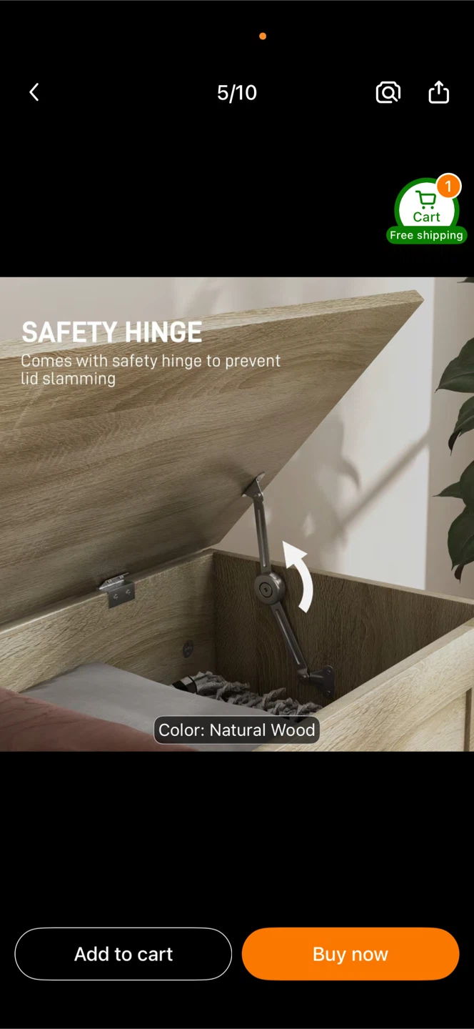 Natural Wood Storage Bench - photo 4