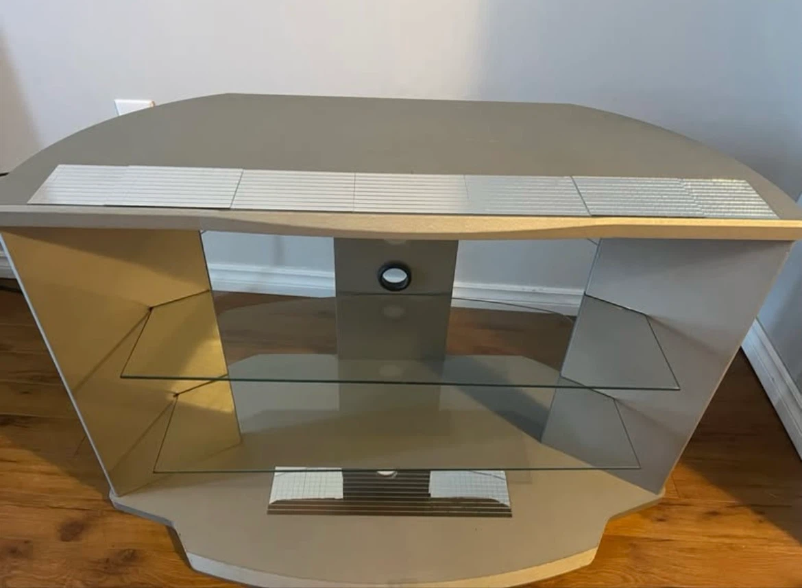 Glass and Silver TV Stand - photo 2