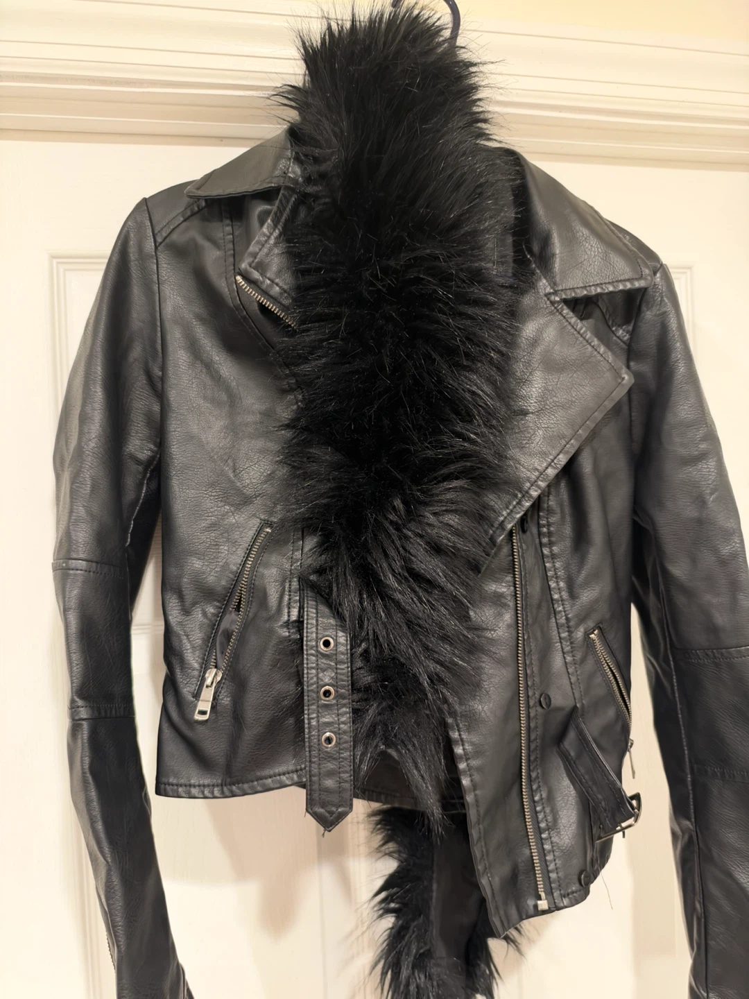 Fashion Nova Faux Leather Jacket with Fur Trim - photo 3