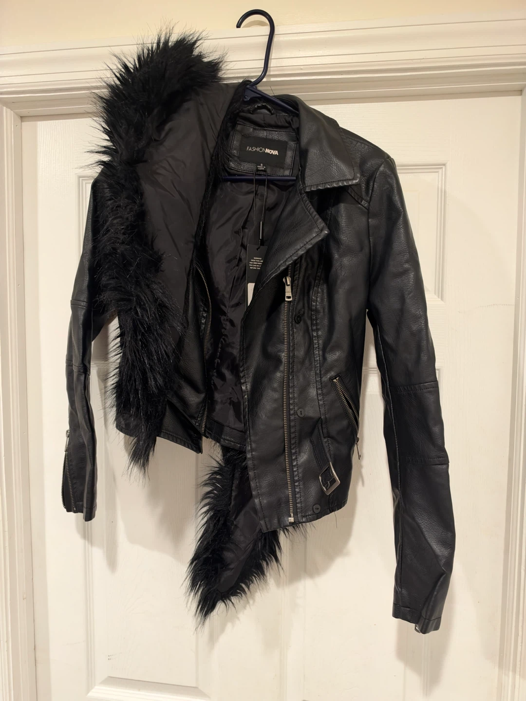 Fashion Nova Faux Leather Jacket with Fur Trim - photo 4