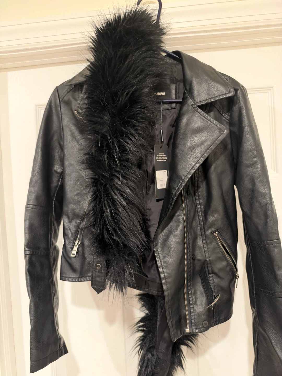 Fashion Nova Faux Leather Jacket with Fur Trim - photo 5