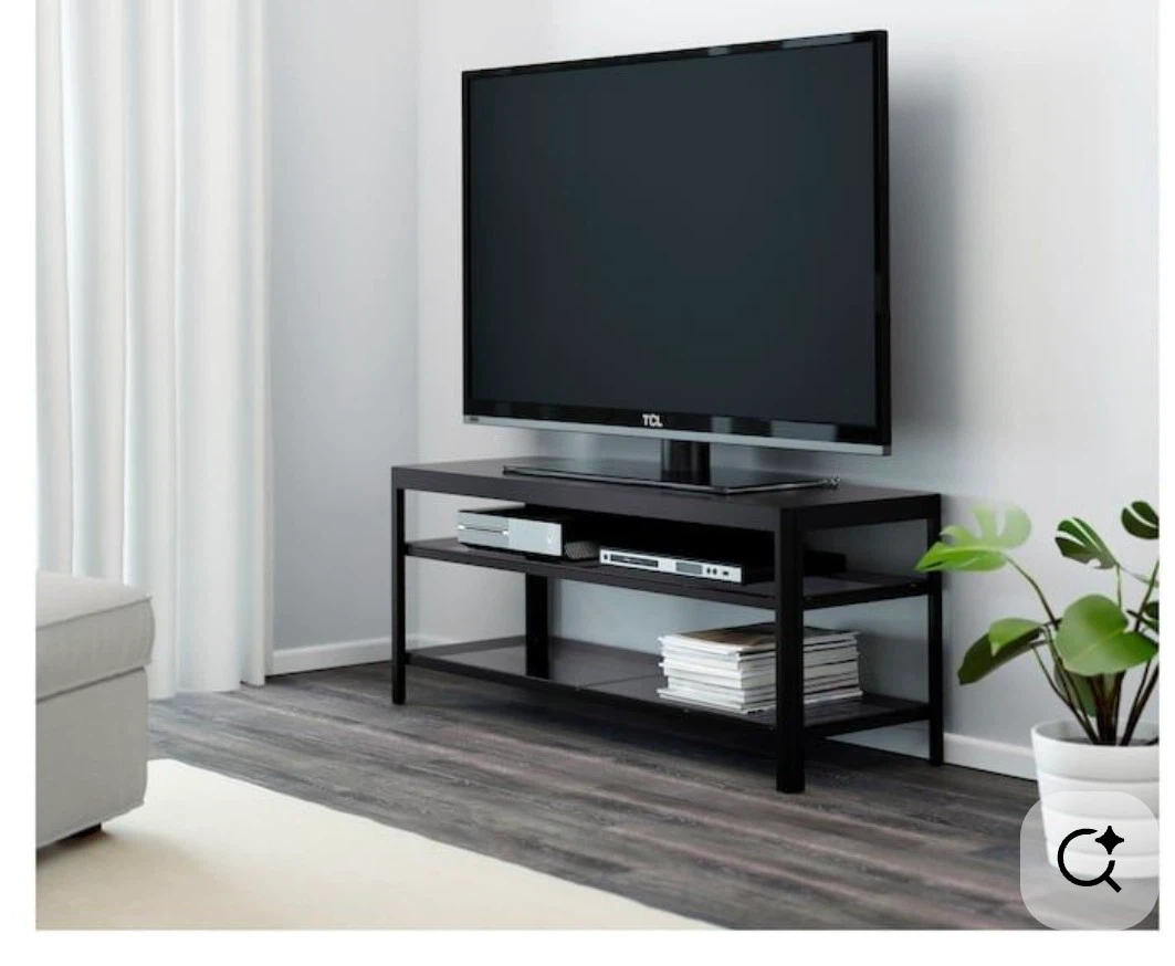 Exquisite Black Glass Media Console