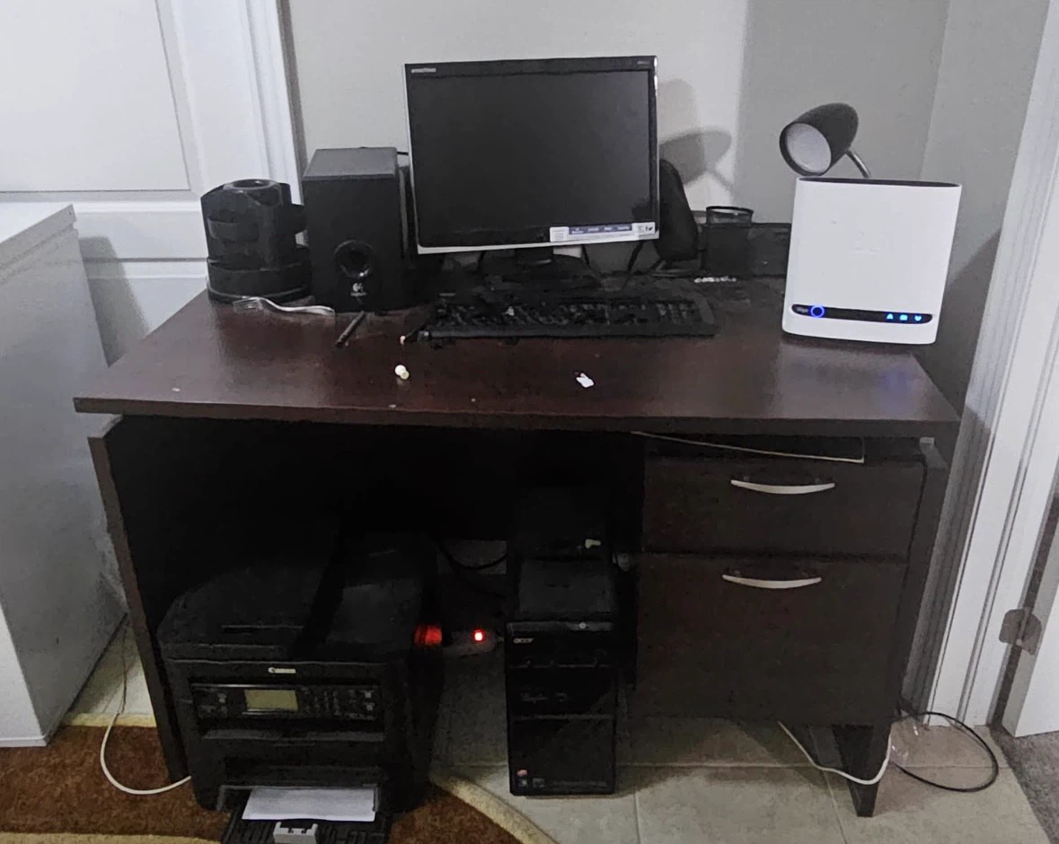 Dark Brown Wood Computer Desk