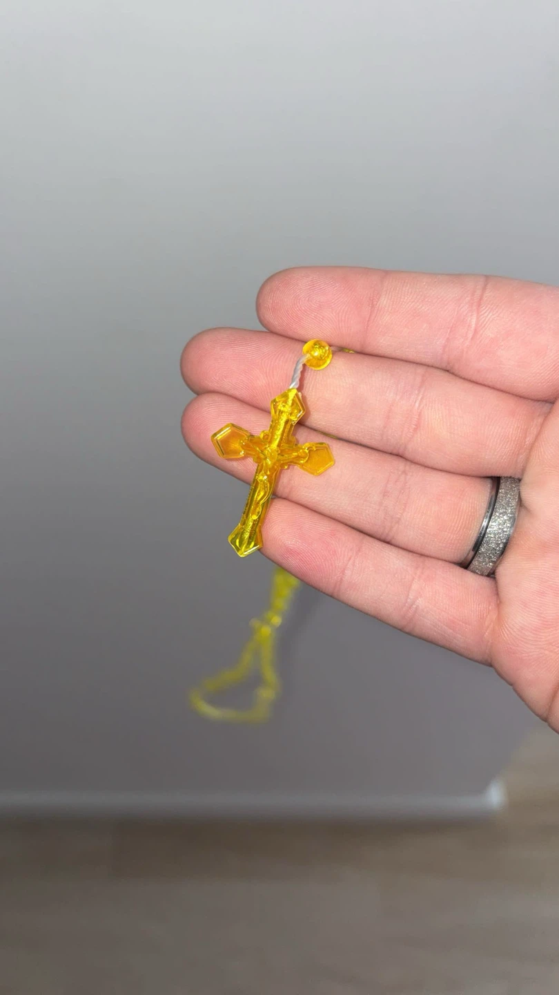 Modern Yellow Plastic Cord Rosary Necklace
