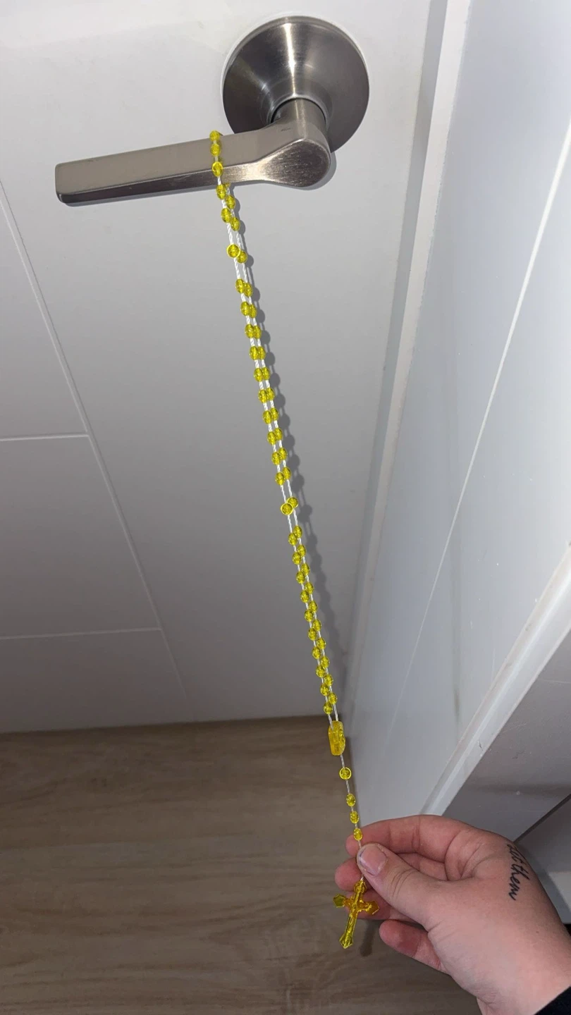 Modern Yellow Plastic Cord Rosary Necklace - photo 2