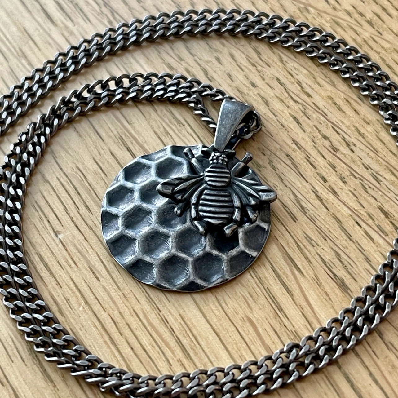Honeycomb Bee Stainless Steel necklace - photo 2