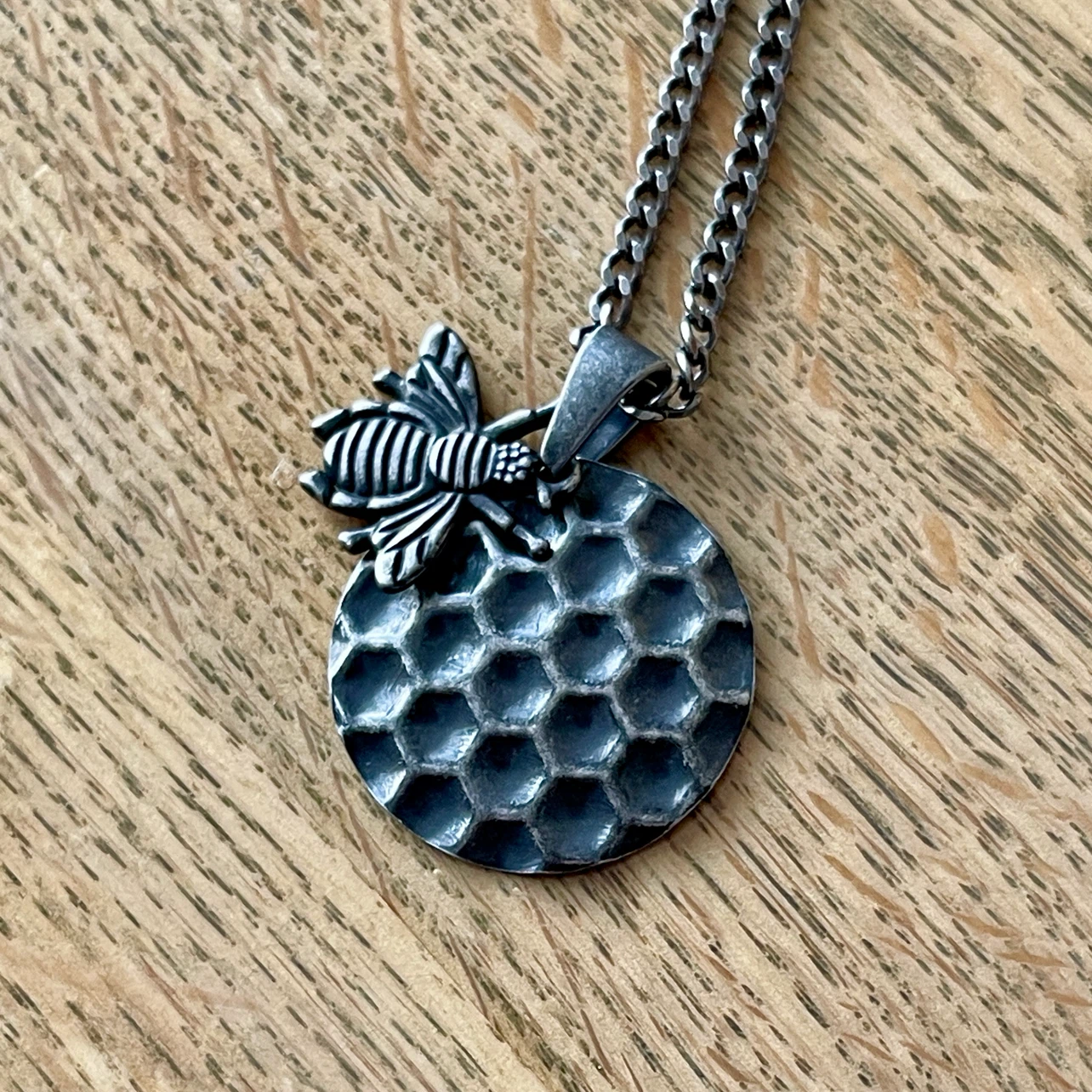 Honeycomb Bee Stainless Steel necklace - photo 3