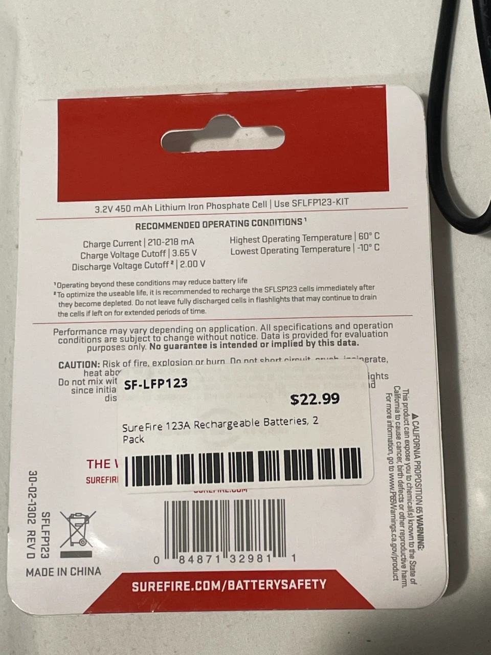 Six Surefire 123A Rechargeable Batteries and Charger - photo 4
