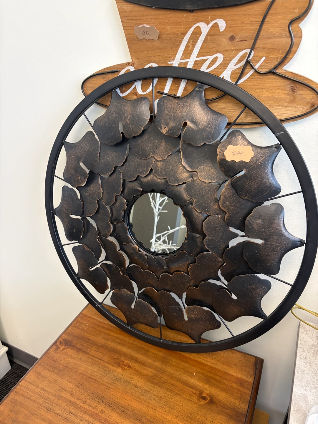 Decorative Metal Gingko Leaf Mirror