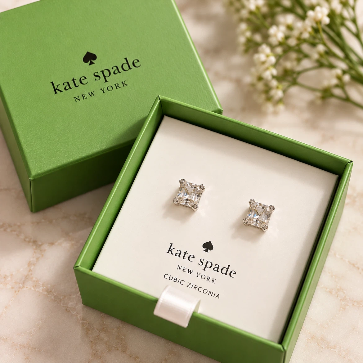 Kate Spade Square-Cut Cubic Zirconia Silver-Tone Earrings