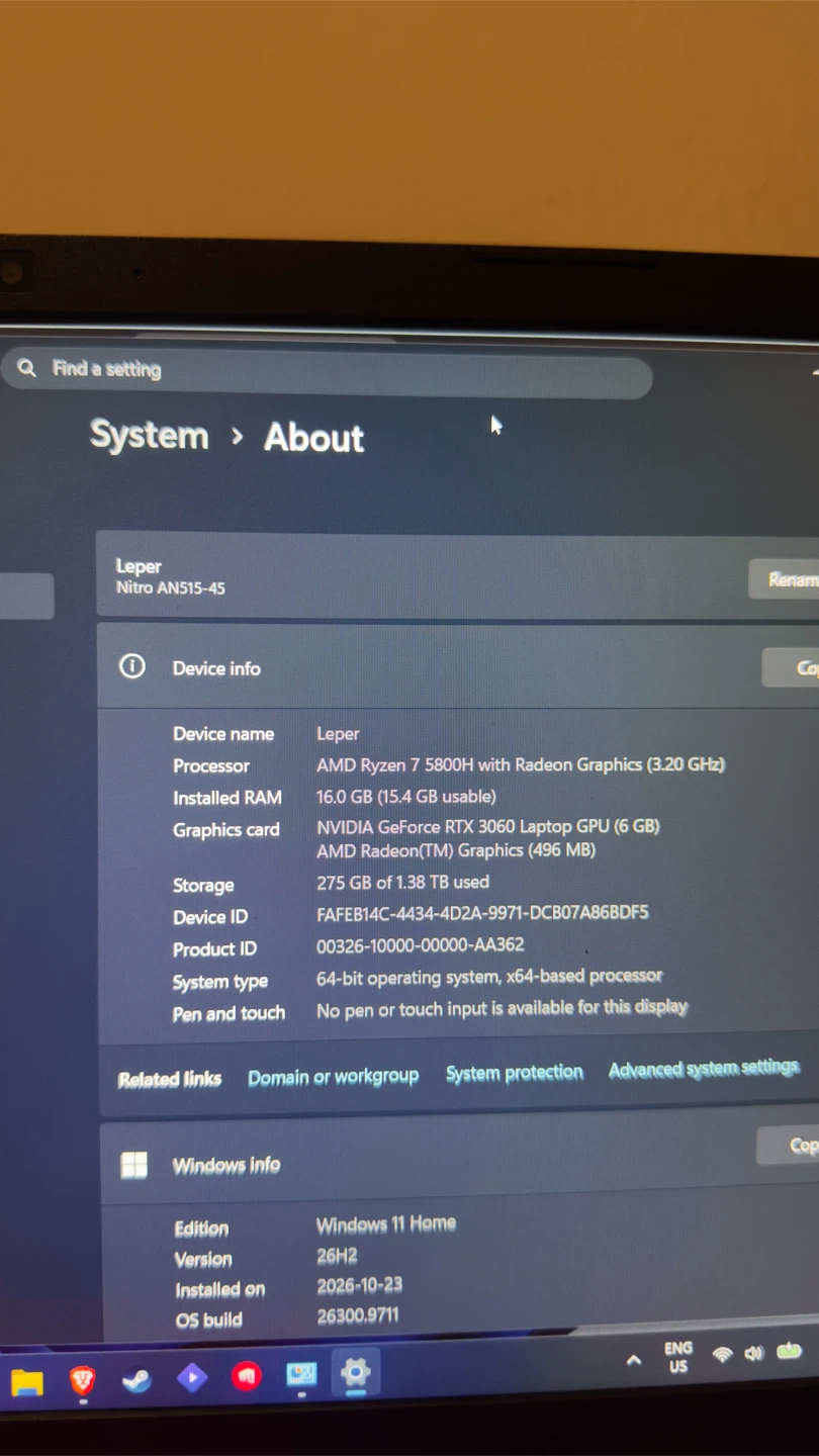 Acer Nitro 5 AN515-45 Ryzen 7 5800H 3.2ghz 16GB RTX 3060 - photo 4