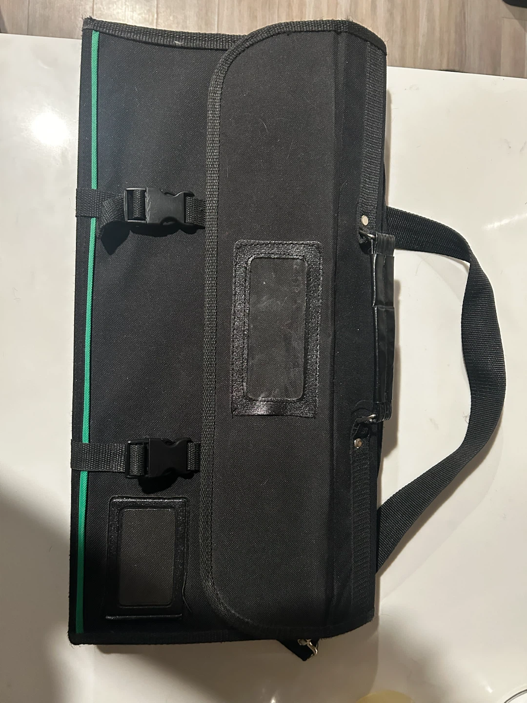Black Knife Roll Bag with Strap