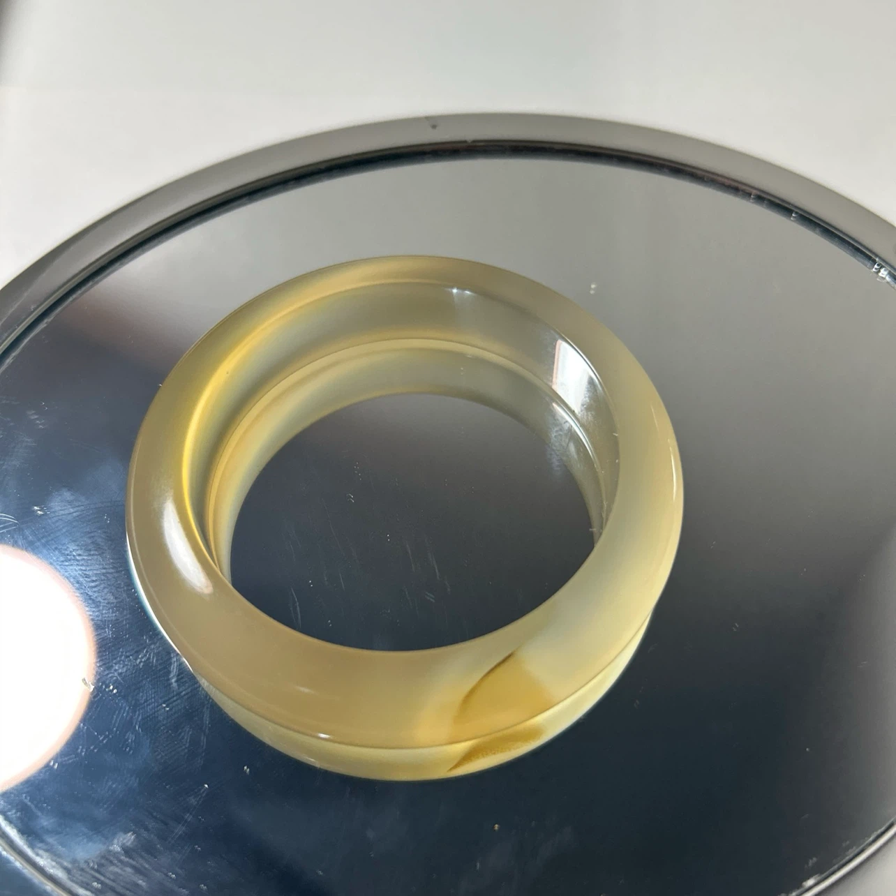 Natural Translucent Agate Bangle with Silk Ribbon Veins