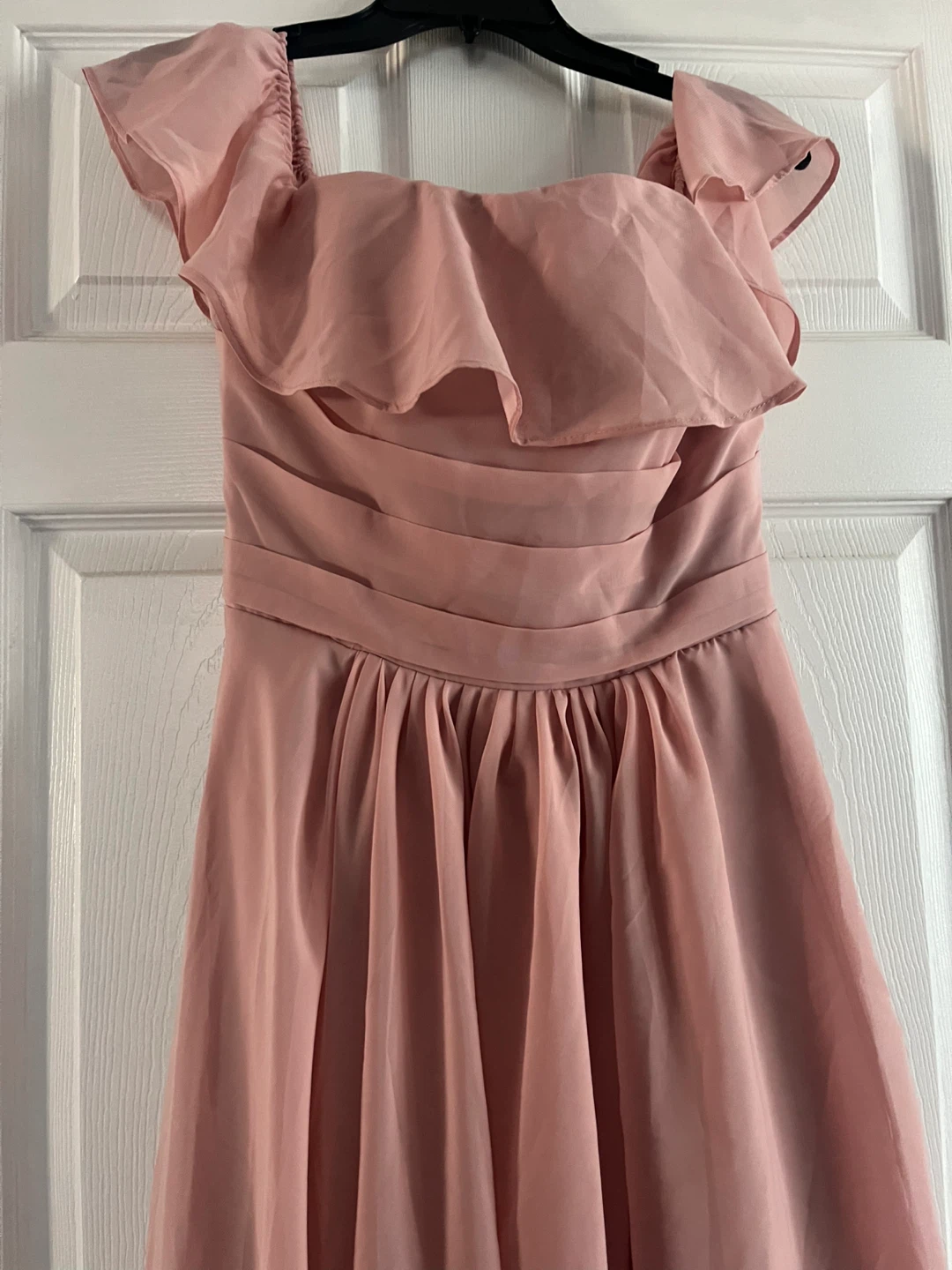Dusty Rose Chiffon Ruffle Maxi Dress