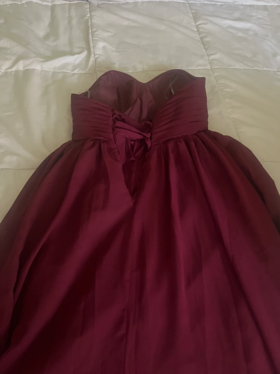 Burgundy Chiffon Halter Evening Gown - photo 3