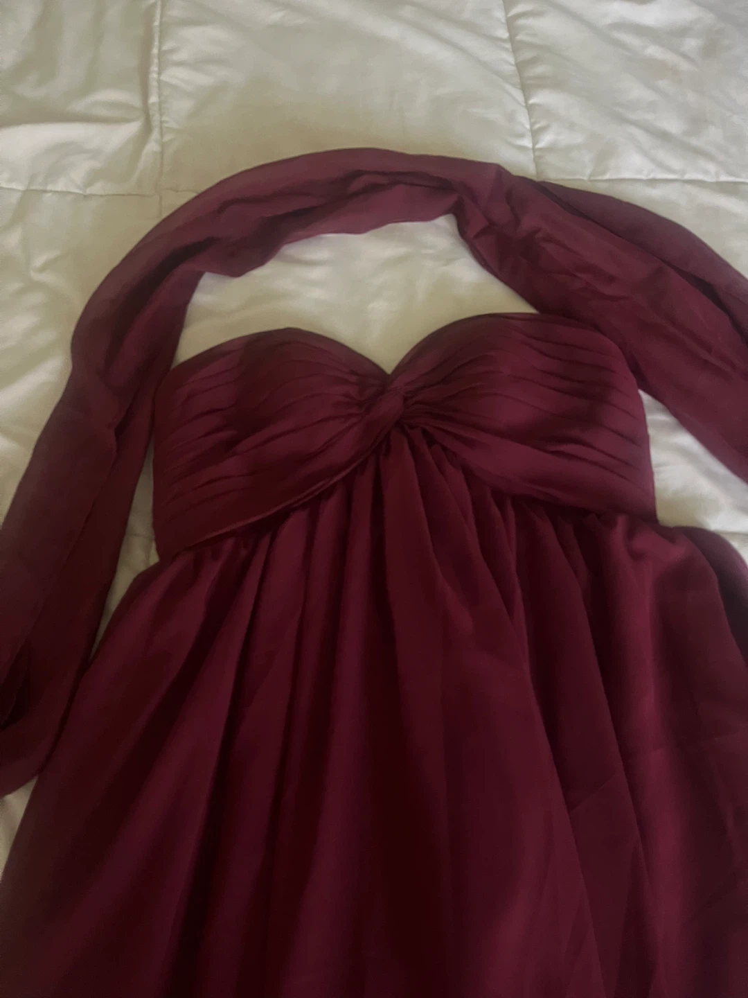 Burgundy Chiffon Halter Evening Gown - photo 5